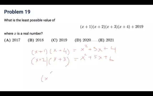 Math 2019 AMC 10A Problem 19 - Calvin Huang