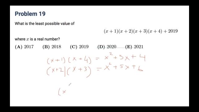 Math 2019 AMC 10A Problem 19 - Calvin Huang