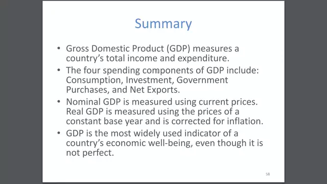 Measuring GDP - Summary