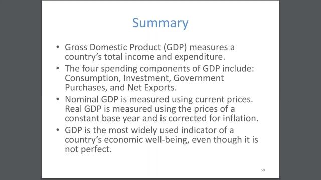 Measuring GDP - Summary
